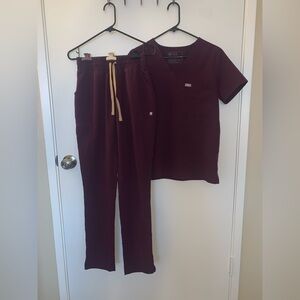 Purple high waisted figs scrub set